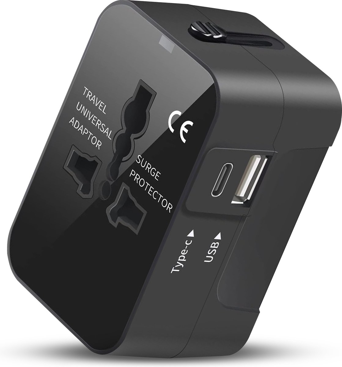 Bol.com Universele wereldstekker - Reisstekker - Internationale Reisadapter - USB-C en USB-A - 150+ Landen - Amerika (USA) - Zui... aanbieding