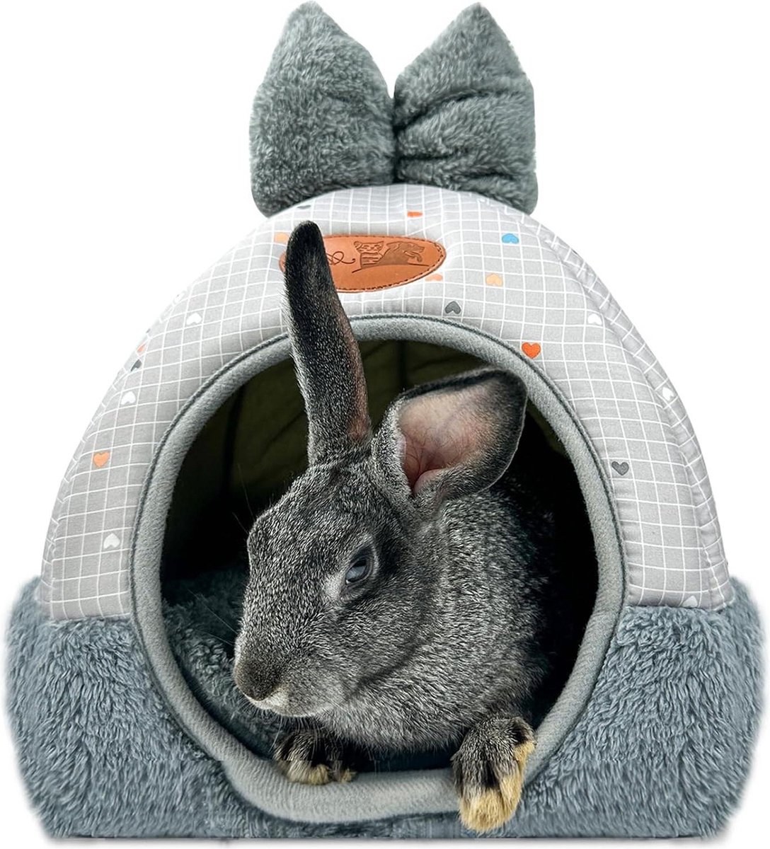 Groot Konijnenbed/huis – Opvouwbaar, Winterwarm, 34x34x30 Cm. Met Afneembaar Kussen, Geschikt Voor Cavia’s, Fretten En Egels. 2 miniatura