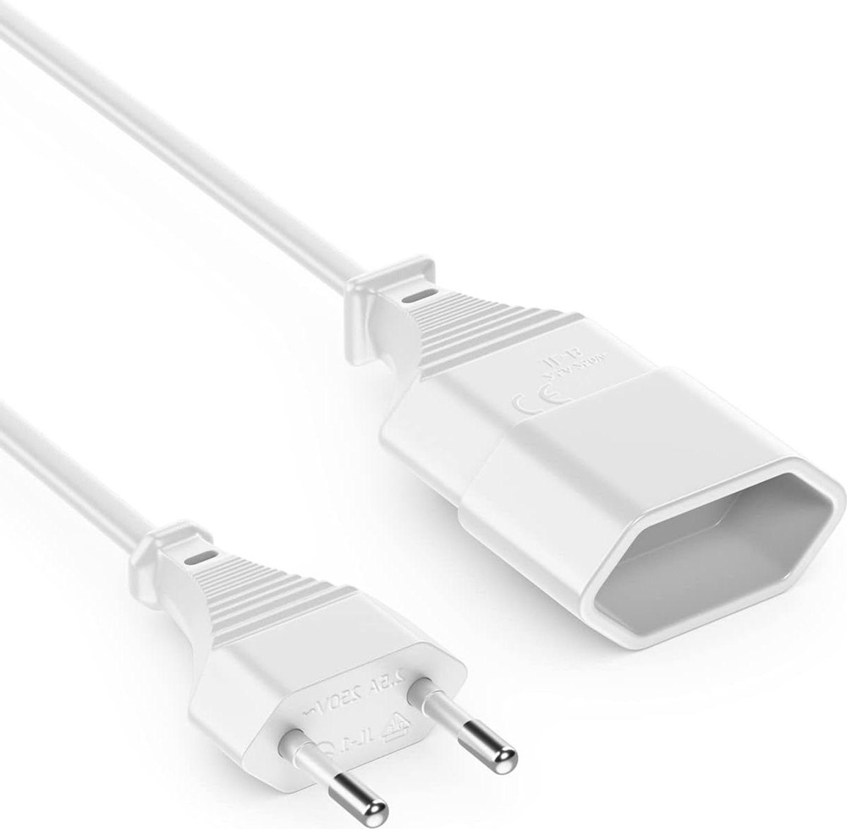 Stroomkabel Voedingskabel Verlengkabel Type C Eurostekker naar Type C Euro Connector - Wit