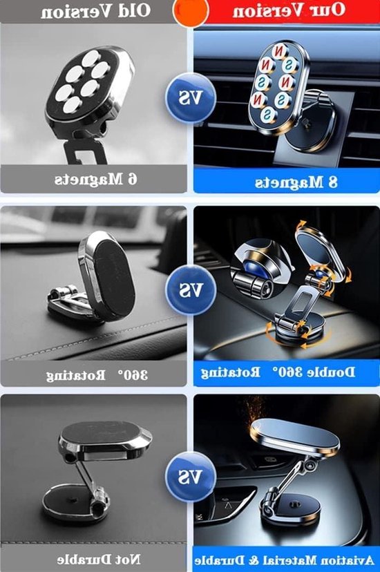 Foto: Opvouwbare magnetische autotelefoonhouder magnetische telefoonhouder auto nieuwe universele magnetische telefoonhouder met 8 sterke magneten