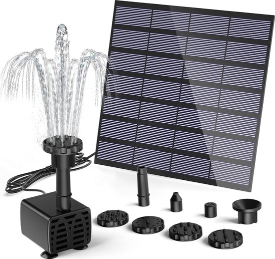 Fontein op zonne-energie 1.5W 2024 Opgewaardeerde Solar Fontein met 6 Fontein Stijlen DIY Solar Vijverpomp Zonne Drijvende Fontein voor Tuinvijvers Vogelbaden Visvijvers - Duurzaam en Milieuvriendelijk