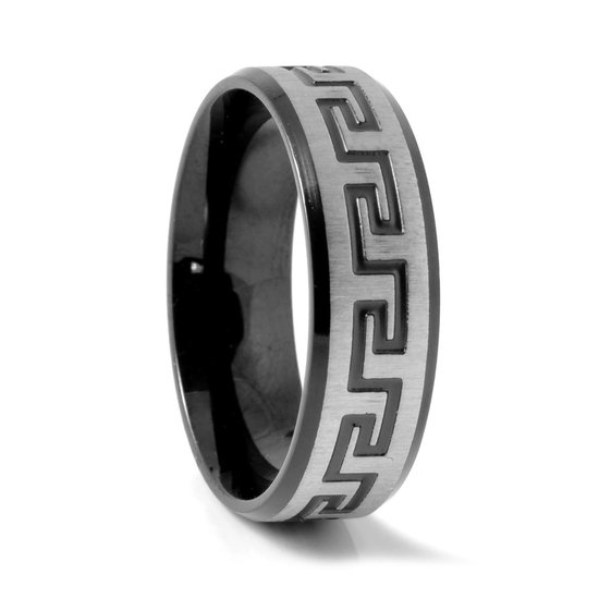 Zwarte Stalen Ring Met SL Ontwerp