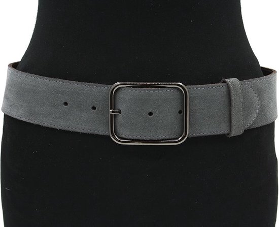 Thimbly Belts Dames afhangceintuur donker grijs - dames riem - 5 cm breed - Grijs - Echt Suede - Taille: 100cm - Totale lengte riem: 115cm