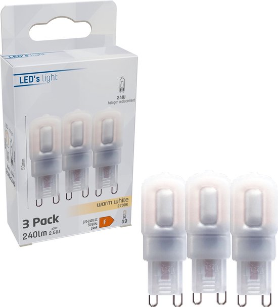 LED's Light G9 LED Lampen - 2W vervangt 24W - Warm wit licht - 3PACK