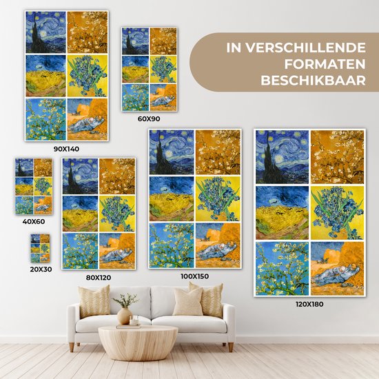Oude Meesters Canvas - 120x180 - Canvas Schilderij - Van Gogh - Collage - Sterrennacht