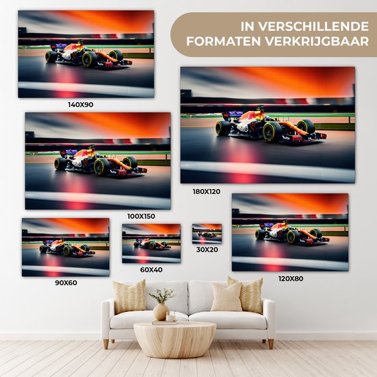 Tableau sur toile Voiture - Formule 1 - Circuit - Voiture de course - 140x90 cm - Décoration murale