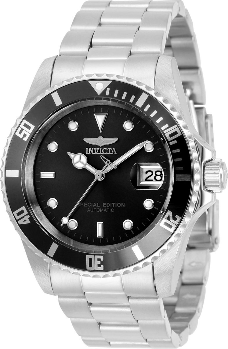 Invicta Pro Diver 30598 Heren Horloge - Waterdicht - Analoog - Automatisch Uurwerk - Roestvrij Staal met zwarte Wijzerplaat - 42mm