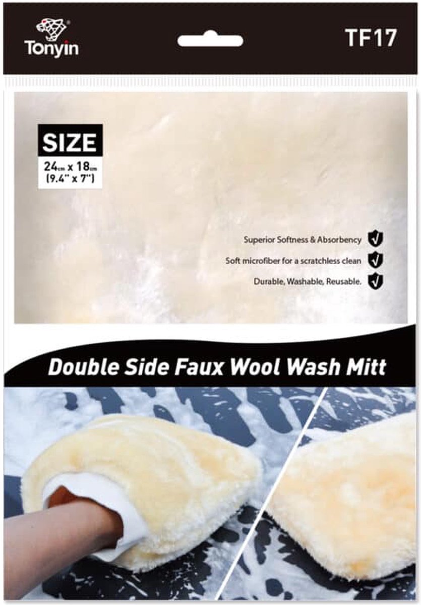 Goedkoopste TONYIN | Dubbelzijdige professionele washandschoen van imitatiewol | Auto detailing | Auto wassen | TF17