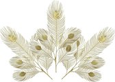 Countryfield Kunst siertak pauwvaren/pauwenveer - 3x - goud - 84 cm - Decoratie kunst pluimen
