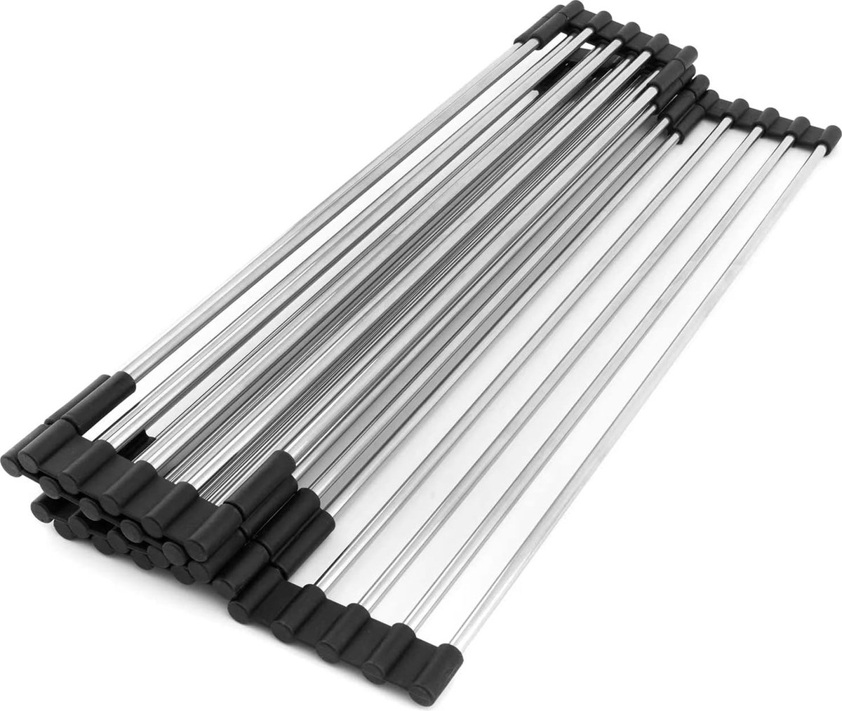 Goedkoopste Afdruiprek, afdruiprek, afdruiprek, gootsteen, organizer, 5-voudig inklapbaar afdruiprek van roestvrij staal, keuken, vaatwasser, afdruiprek voor gootsteen, keuken, spoelbak, organizer, 40 x 45 cm