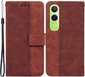 Coverup Hoesje - Geschikt voor OnePlus Nord CE4 Lite 5G Hoesje - Coverup Geometric Book Case - Bruin