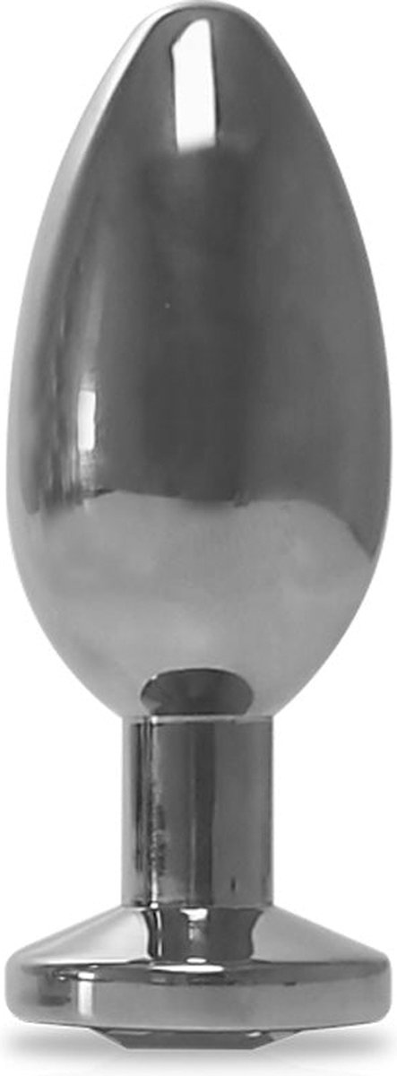 Goedkoopste Black Label - RVS Buttplug met Transparant Sierkristal L