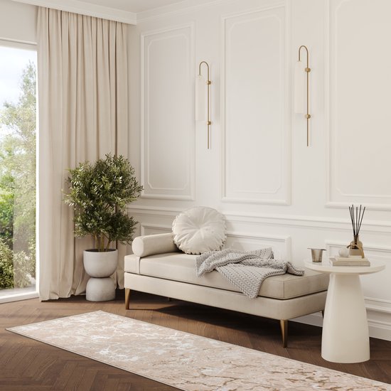 Tapiso Crystal Runner Tapis Tapis Beige à Poils Courts Taille - 100x300