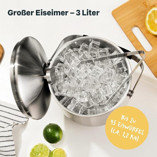 SILBERTHAL Grote ijsemmer 3 liter met deksel en tang