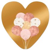 Wenskaart - blanco - feest - bedankt - felicitatie - verjaardag - meester - juf - ballonnen - hart van goud - kaart met standaard -