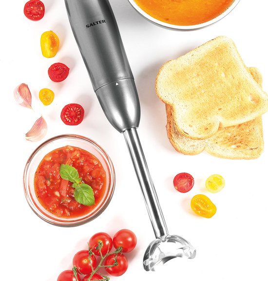 Salter Cosmos-handblender, 2 snelheden, afneembare roestvrijstalen staaf en messen, 400 W, grijs/zilver van Salter — afbeelding 4
