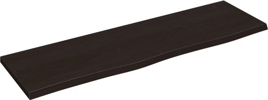 vidaXL - Wastafelblad - 100x30x2 - cm - behandeld - massief - hout - donkerbruin