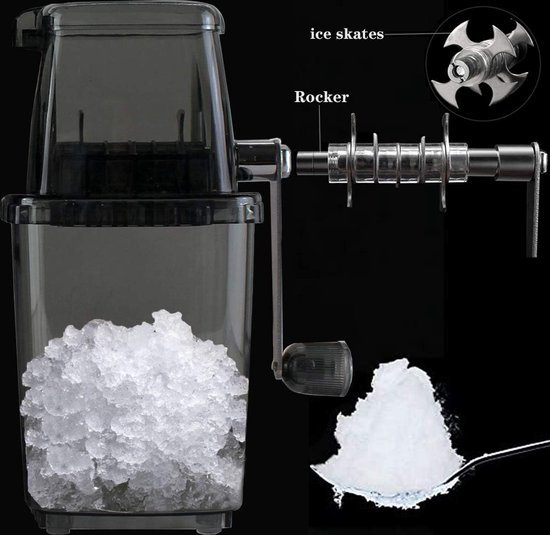 Crushed Ice Maker Handmatige ijsmachine roestvrij staal crushed ijsmachine met handslinger ijscrusher zomer stroomloos transparant ijsversnipperaar bar keuken ijs drinkaccessoires (grijs) — afbeelding 2