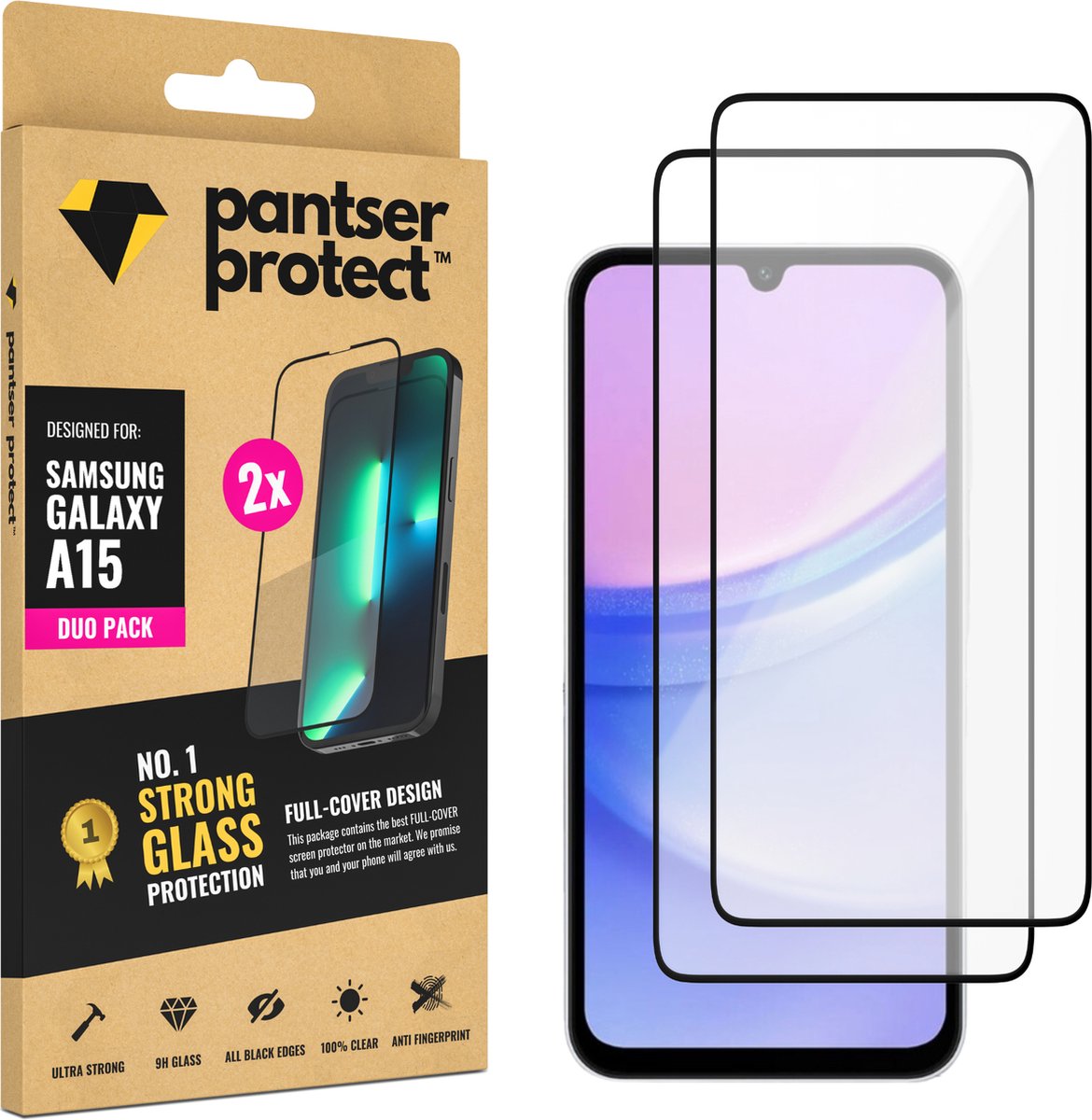 DUO-PACK - 2x Pantser Protect™ Glass Screenprotector Geschikt voor Samsung Galaxy A15 - Case Friendly - Premium Pantserglas - Glazen Screen Protector