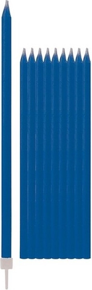 Givi Italia Taartkaarsjes - 20x - blauw - 15,5 cm - smalle kaarsen - geurloos - verjaardag