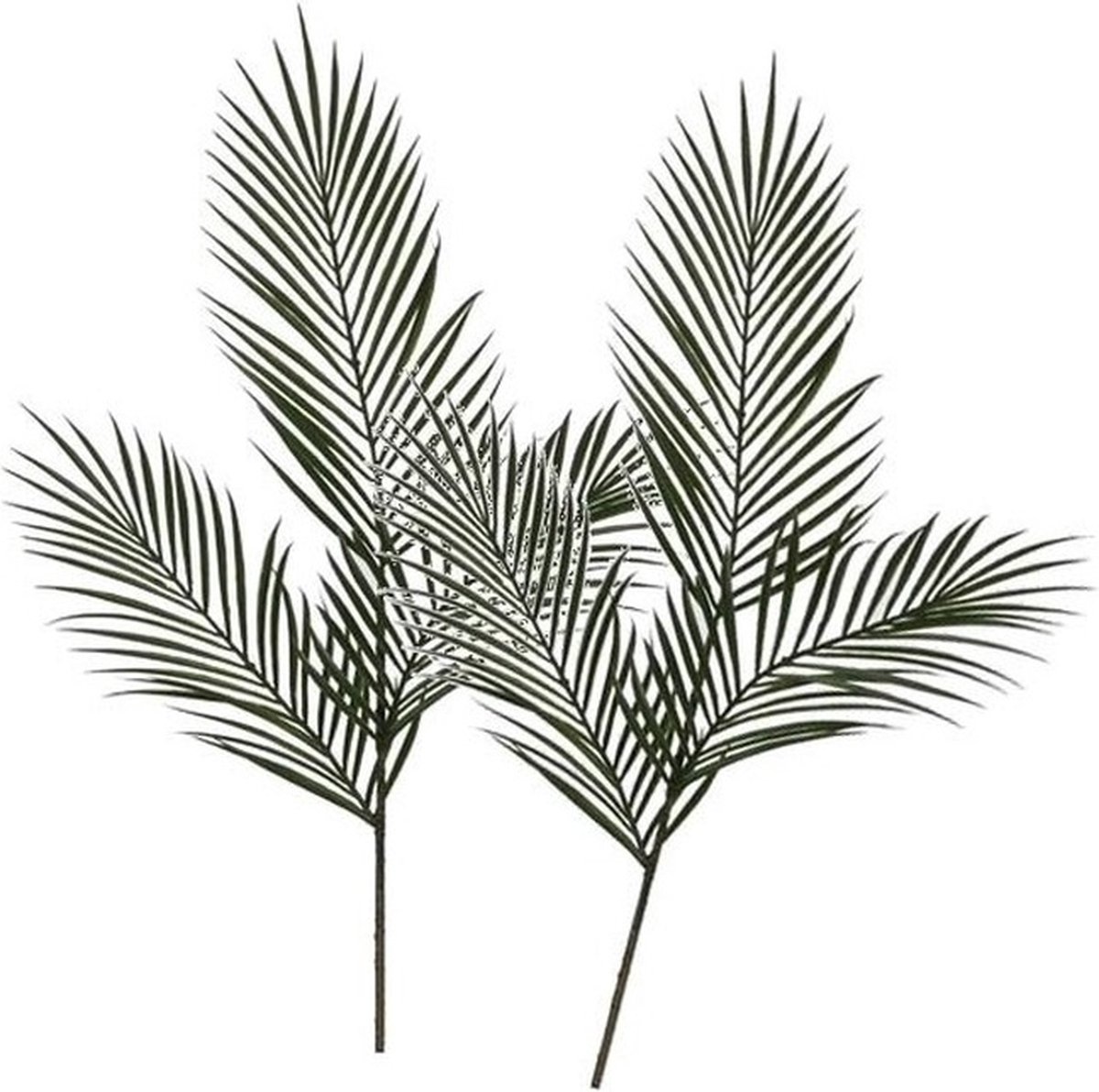 Mica Decorations Kunstblad - 2x - groene Areca/goudpalm - kunsttak - kunstplant 95 cm