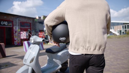 VINZ Duoro Casque Jet avec Visière / Casque de Scooter / Casque de Scooter Moustache - Zwart Mat