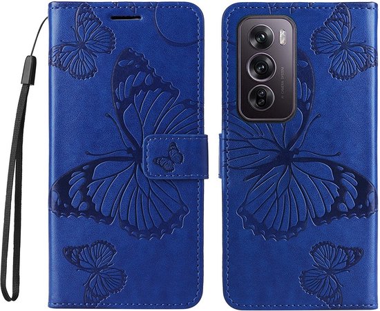 Coverup Butterfly Book Case - Adapté à la coque OPPO Reno12 Pro - Blauw