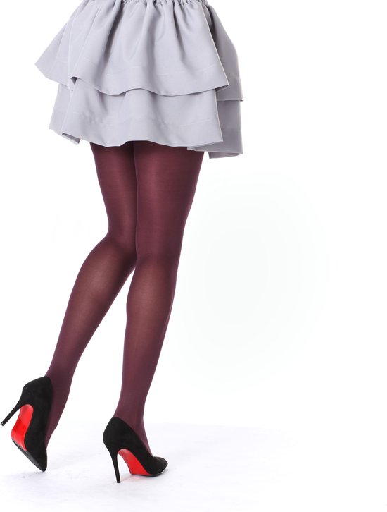 Bellivalini BLV-FI-1002-2P Dames Panty 2 Pak - 60 DEN - Polyamide - Microvezel - Zwart/Bordeaux - S