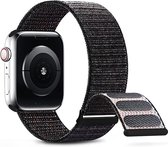 By Qubix Nylon sport loop band - Zwart gemêleerd - Extra sterke klittenbandsluiting - Geschikt voor Apple Watch 42mm - 44mm - 45mm - 49mm