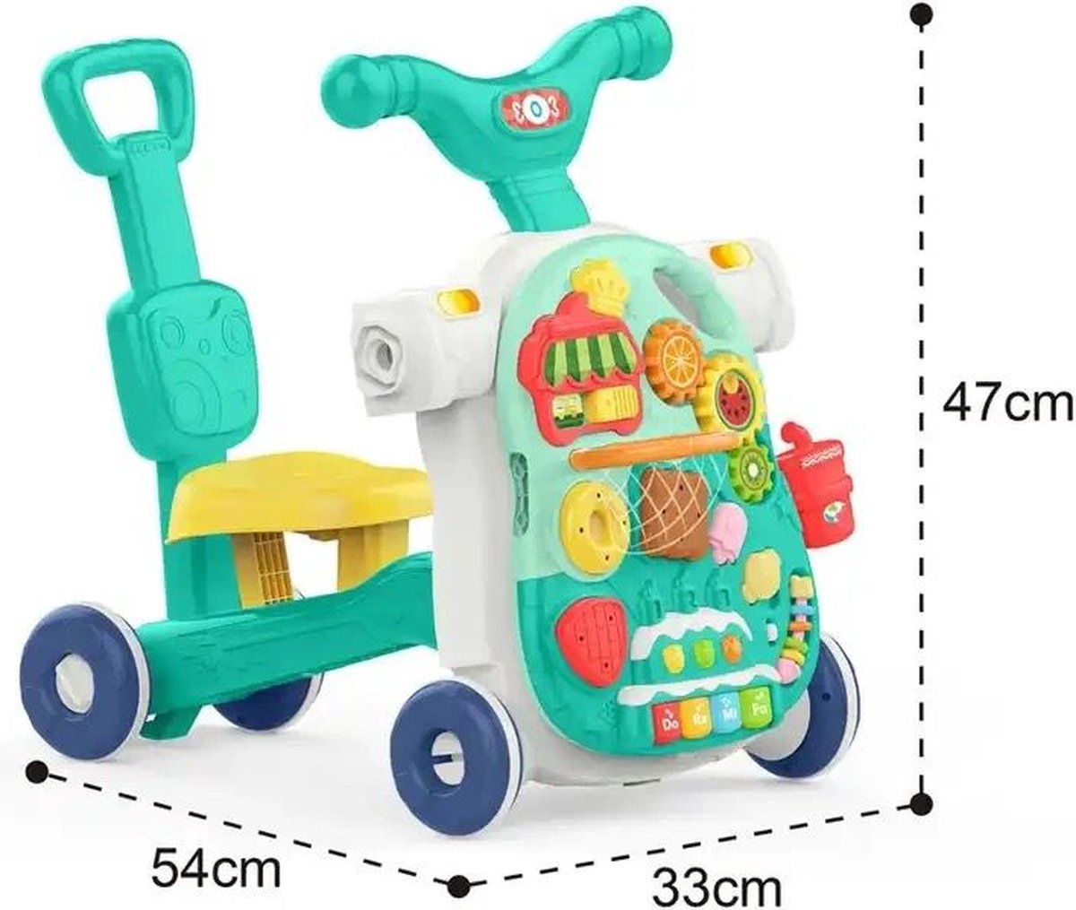 Playos® - Looptrainer en Tafel - 5 in 1 - Mintgroen - met Licht en Geluid - Educatief Babyspeelgoed - Loopwagen - Leren Lopen - Baby Walker - Looptrainer - Step - Duwfiets – foto 6