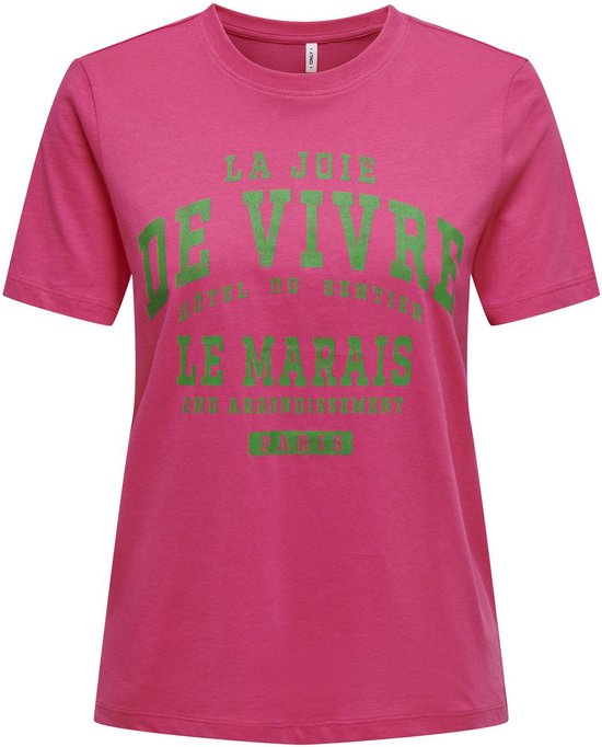 Only T-shirt Onlregina Ss Reg Tee Cs Jrs 15319748 Fuchsia Purple/de Vivre Dames Maat - S