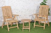 Teakea - Twee Linda Teakhouten Tuinstoelen | Vijf Standen Verstelbaar | 1 Rondo bijzettafel