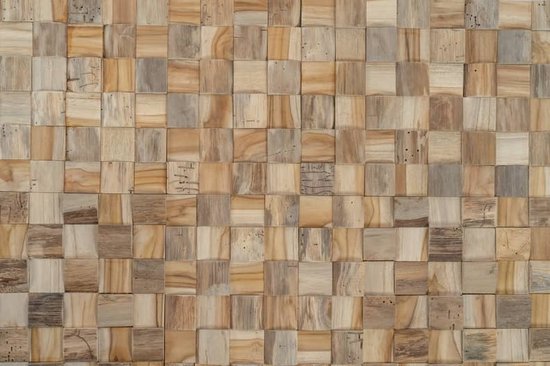 Teakea - Wandpanelen Teak | Mystic Naturel | 3D Houtstrips | Paneel 30x30x2