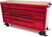 HBM gereedschapswagen, 14 laden, 182 cm, rood