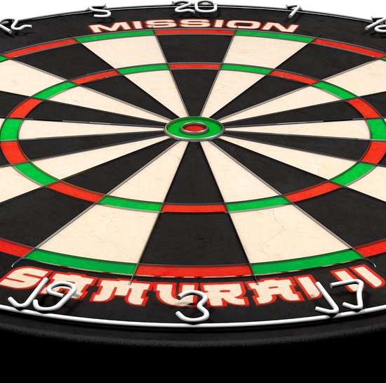 Professioneel Wedstrijddartbord met Ultradunne Draadconstructie - Niet-vervagende Kleuren - Mission Darts Samurai II DB023 Dartbord van Mission — afbeelding 4