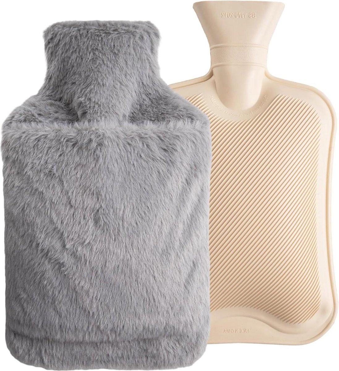Goedkoopste Warmwaterkruik 2 liter lekvrij met deksel - Warmteflessen van natuurlijk rubber voor nek schouders rug benen taille - Grijs