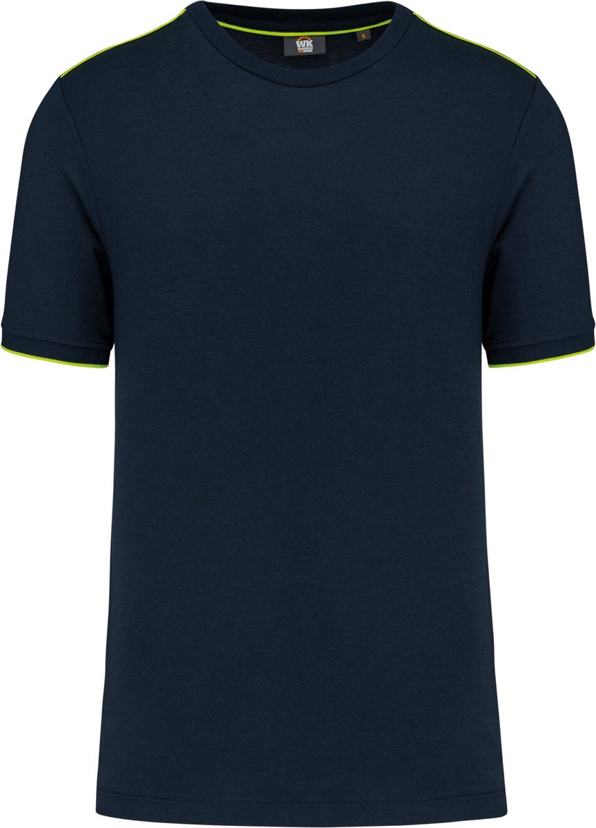 WK. Designed To Work T-shirt Day To Day korte mouwen WK3020 - Navy / Fluorescent Yellow - XXL