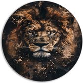 Cercle mural Lion - Décoration murale Animaux ronde - Peinture Éclaboussures - Décoration murale chambre enfant - Peinture aluminium - Accessoires bureau cercle mural aluminium 70x70 cm