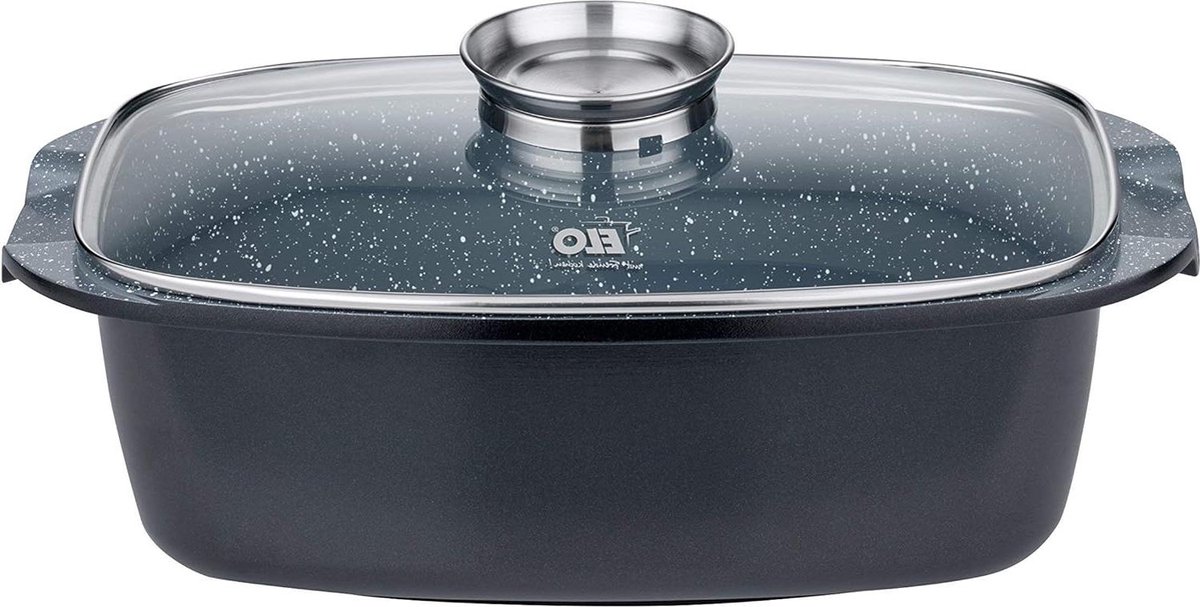 Pure Basalt braadpan - gegoten aluminium grijs - 39 x 22 cm met deksel