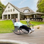 Schommelstoel – Tuinstoel – Met hoofdsteun Stalen frame – Grijs