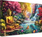 Décoration murale cascade - Décoration murale Art Nouveau - Coloré - Tableaux sur toile éclectique - Peintures sur toile Bouddha - Peintures toile - Toile d'art 150x100 cm