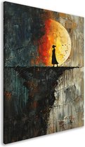 Peintures femme - Portrait humain - Peinture sur toile Lune - Décoration salon industriel - Peintures sur toile - Oeuvre d'art toile 40x60 cm