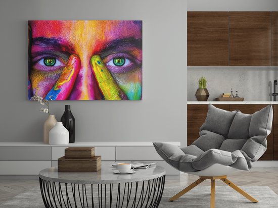 Peinture sur toile - Visage de femme coloré - Art - 90x60x2 cm