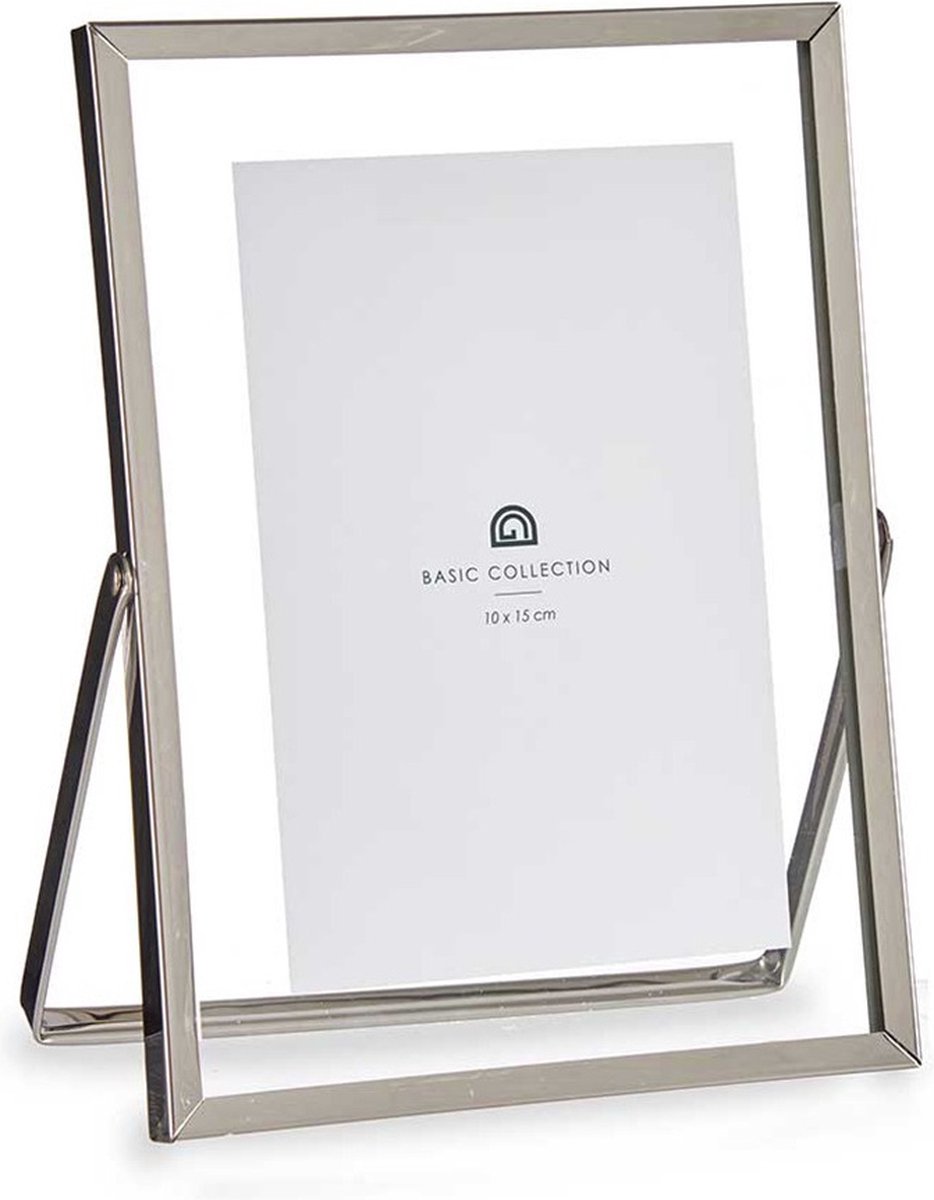 Giftdecor Fotolijstje voor 10 x 15 cm foto - zilver - metaal - Modern - frame 16 x 21 cm - staand
