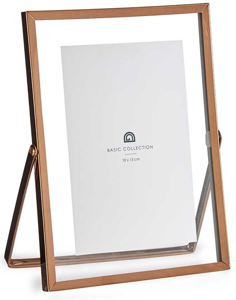 Giftdecor Fotolijstje voor 10 x 15 cm foto - koper - metaal - Modern - frame 16 x 21 cm - staand