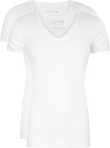 RJ Bodywear Everyday - Alkmaar - 2-pack - T-shirt diepe V-hals - wit rib -  Maat M