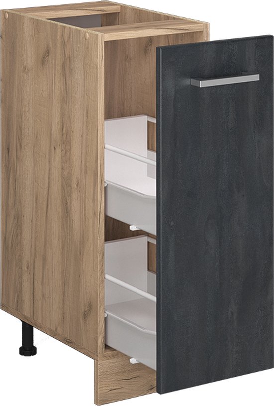 Vicco Armoire à pharmacie R- Line, Béton Zwart /Chêne doré puissant, 30 cm WB Anthracite