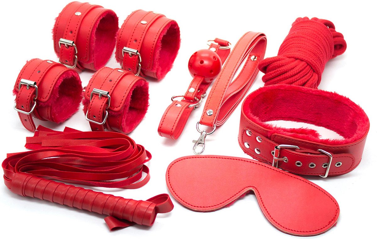 Goedkoopste Fixxx - BDSM Bondageset - Gevoerd met Bont - Rood