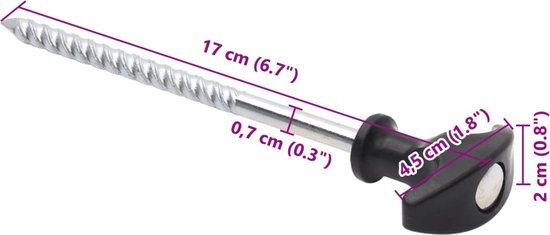 vidaXL - Tentharingen - 12 - st - Ø7 - mm - 17 - cm - gegalvaniseerd - staal van Merkloos — afbeelding 5