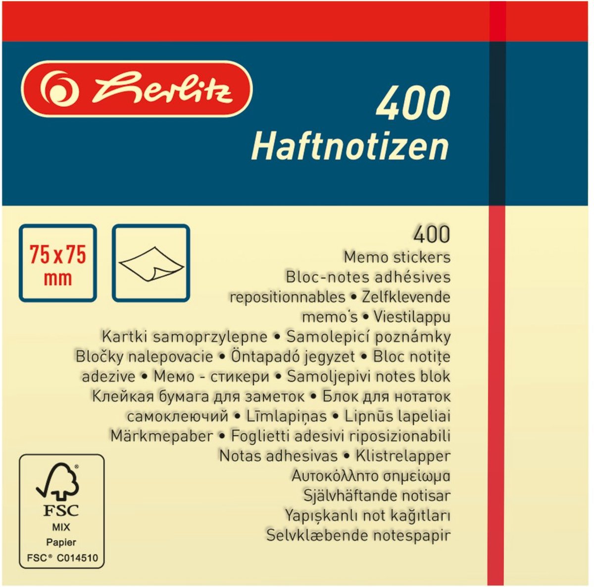 Herlitz 790741 sticker Papier Geel Verwijderbaar 1 stuk(s)